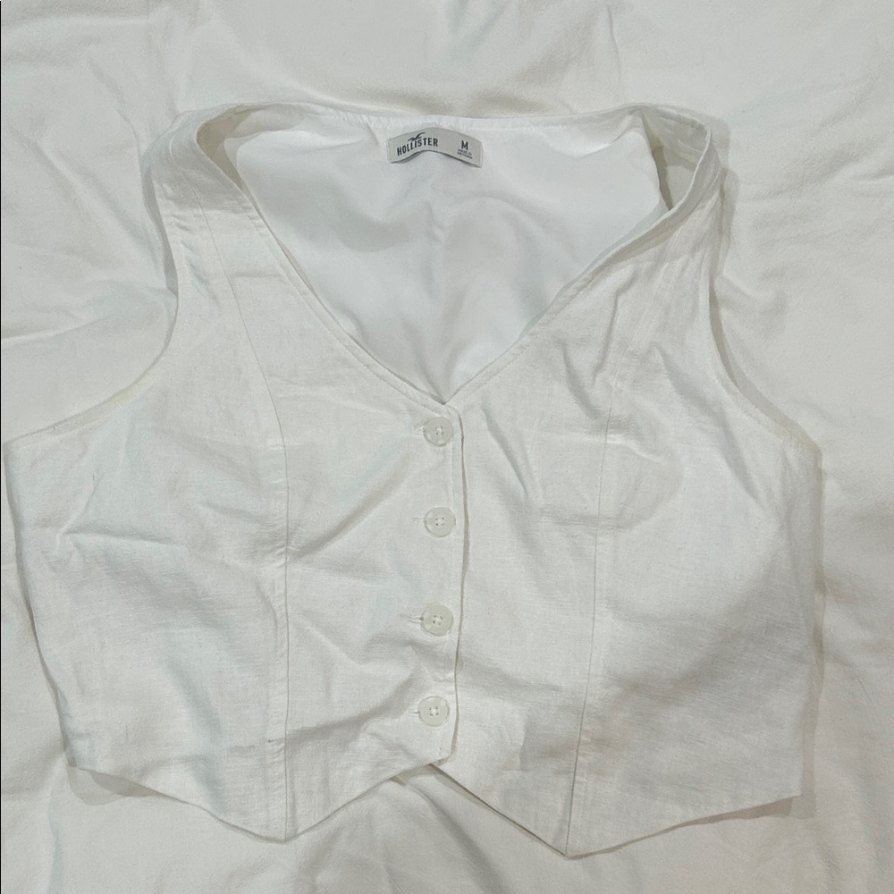 Hollister Cream Button-Up Vest